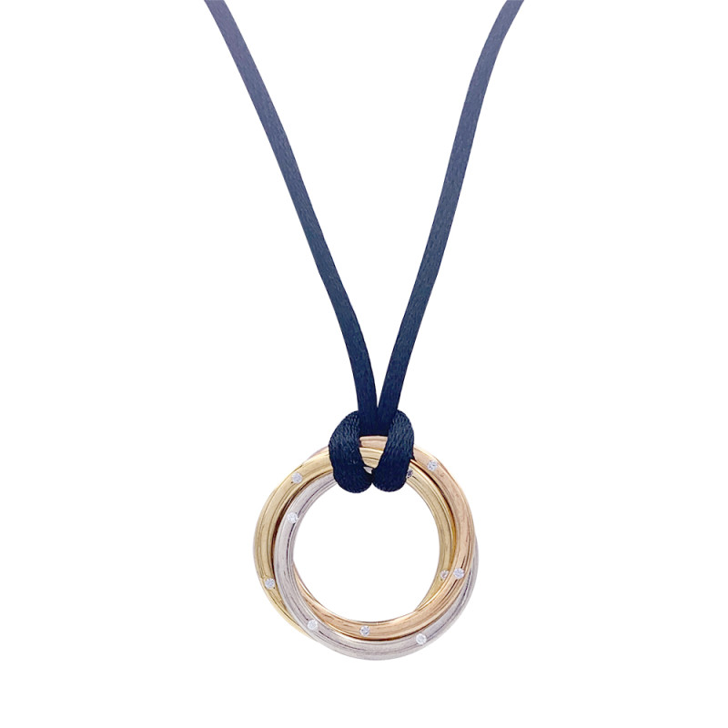 Collier Cartier, "Trinity", trois ors, diamants.