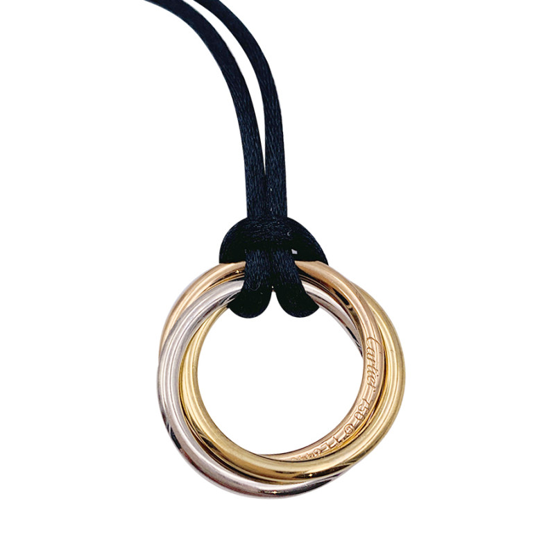 Collier Cartier, "Trinity", trois ors, diamants.