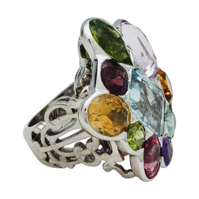 Bague Dior, "Belle d'été" en or blanc et pierres de couleurs.