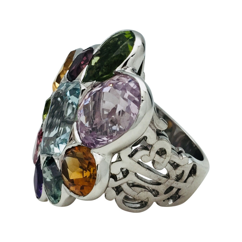 Bague Dior, "Belle d'été" en or blanc et pierres de couleurs.