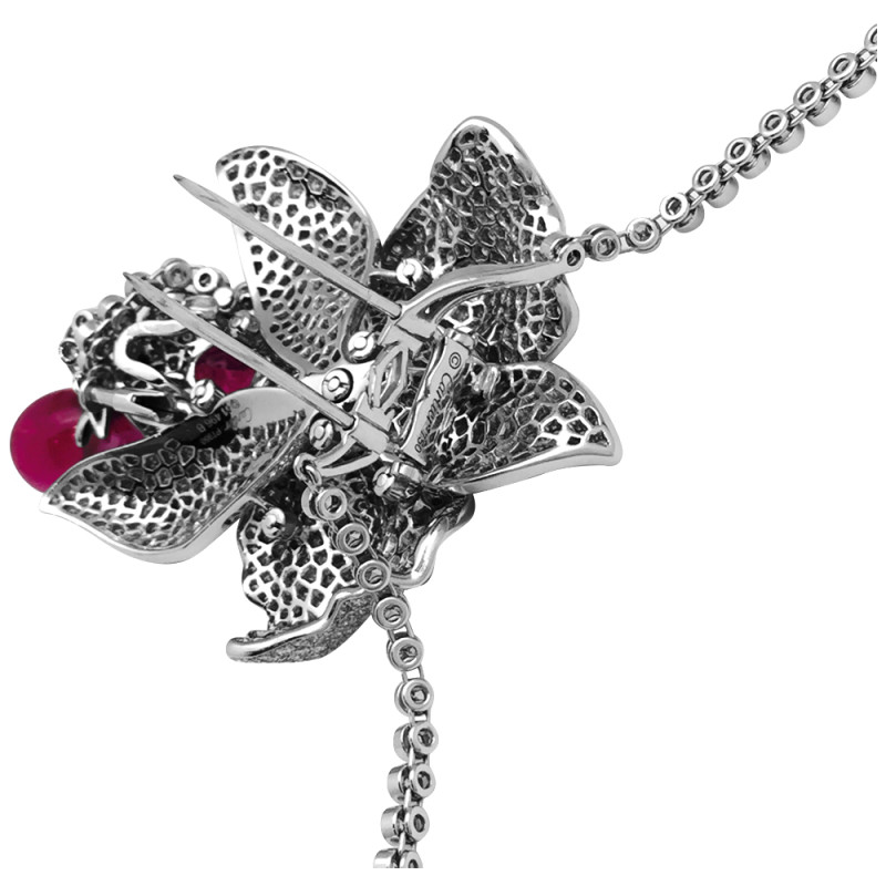 Collier Cartier "Bahamas" en platine et or blanc, diamants et rubellites.