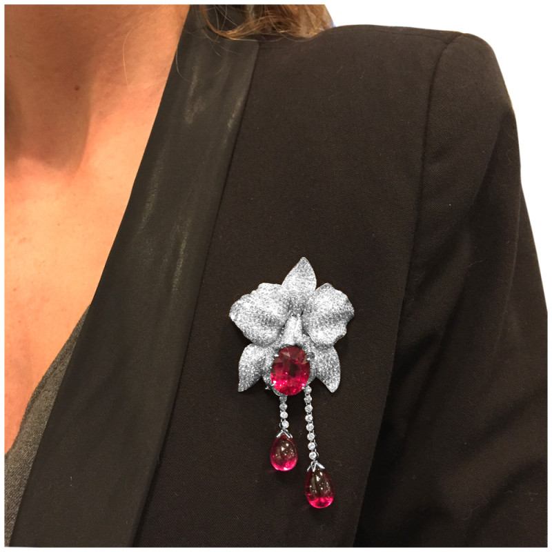 Collier Cartier "Bahamas" en platine et or blanc, diamants et rubellites.