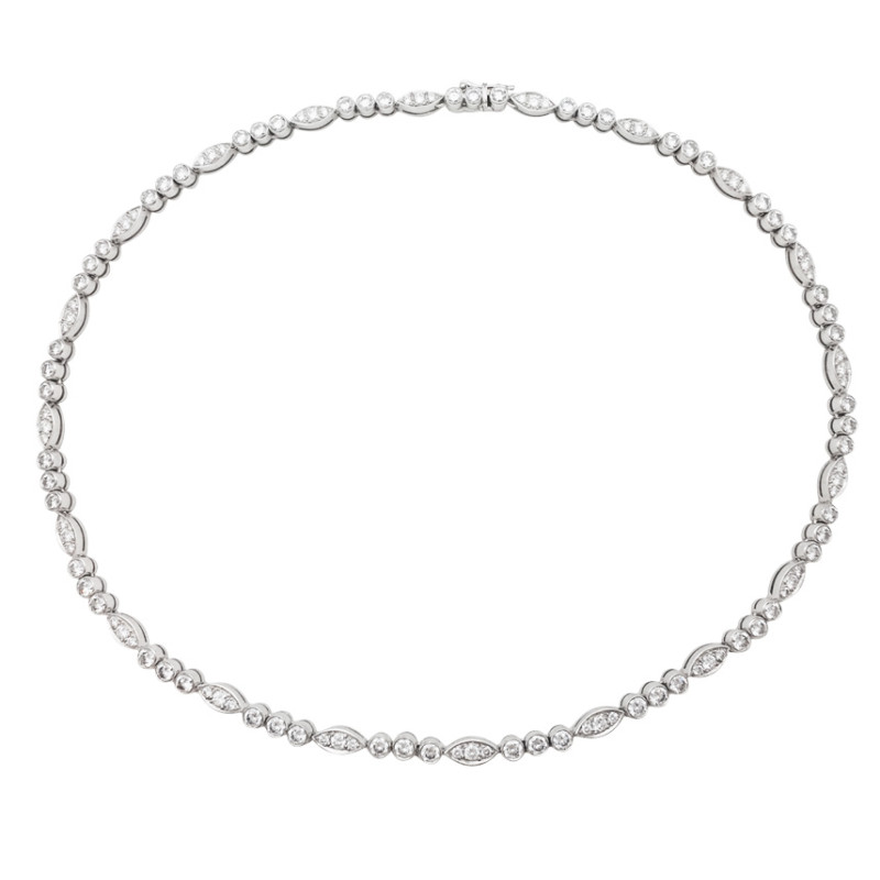 Platinum and white gold Cartier necklace "Dentelle" collection, diamonds.