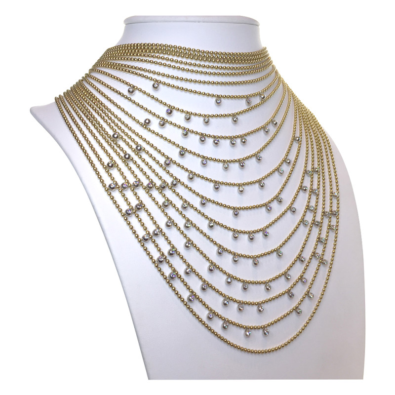 Collier Cartier "Draperie" en or jaune, or blanc et diamants.