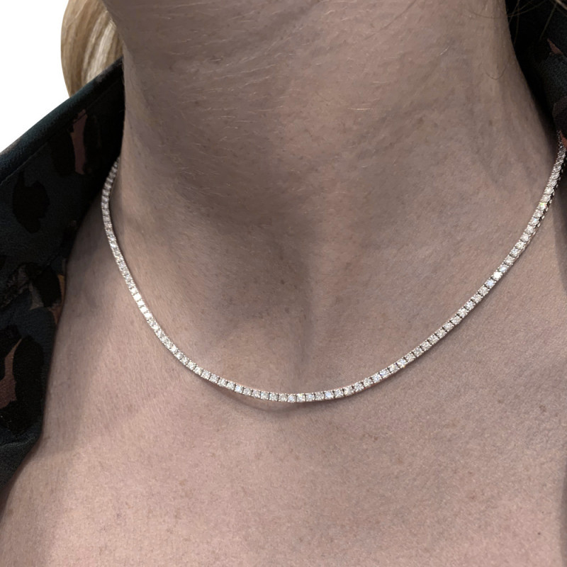 White gold tennis necklace, diamonds.