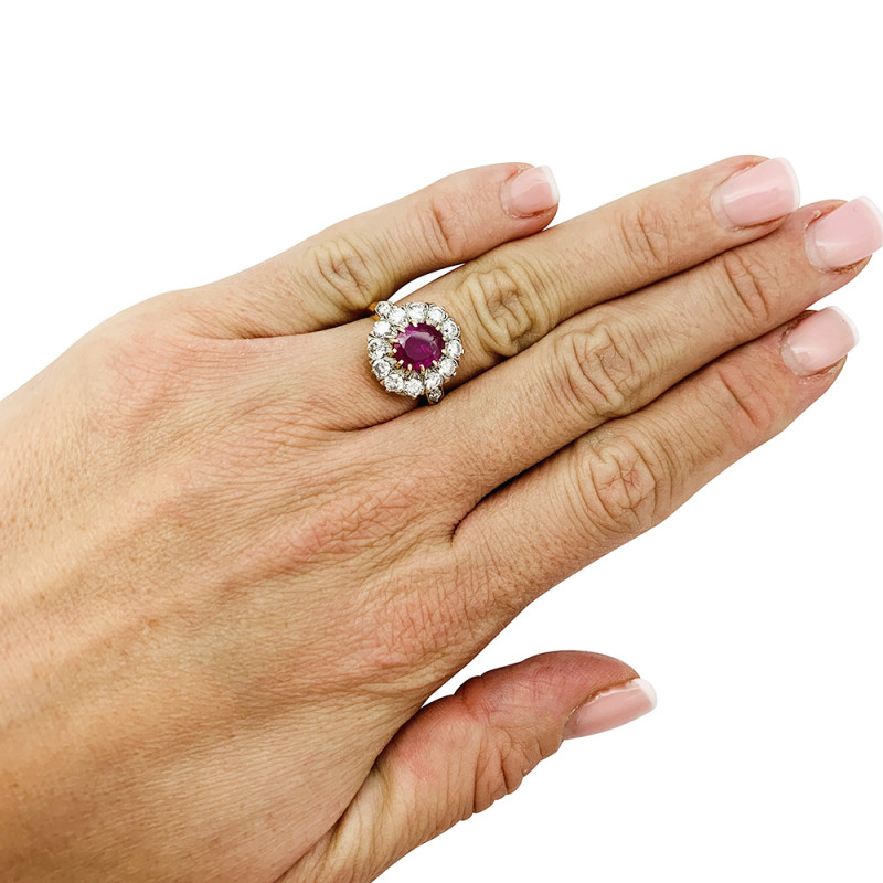 "Pompadour" ruby and diamonds ring.