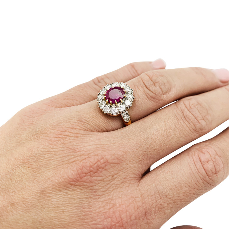 "Pompadour" ruby and diamonds ring.