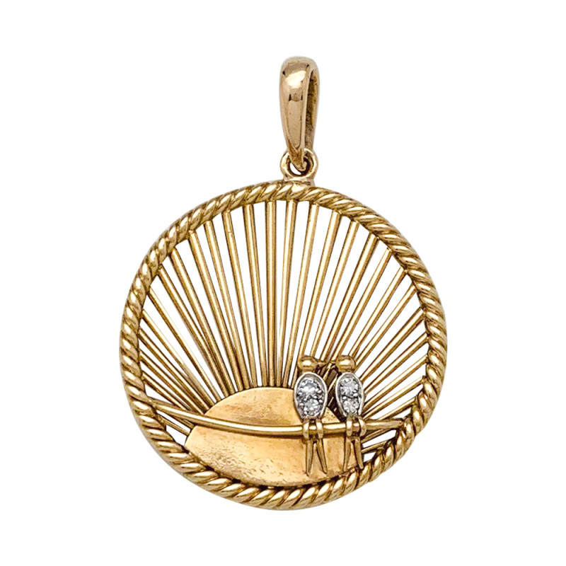 Médaille Van Cleef and Arpels en or jaune, diamants.