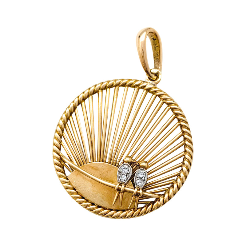 Médaille Van Cleef and Arpels en or jaune, diamants.