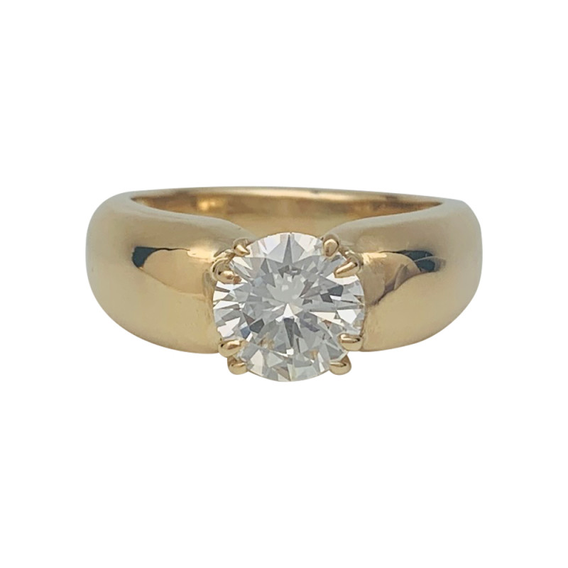 Bague jonc or jaune, diamant.