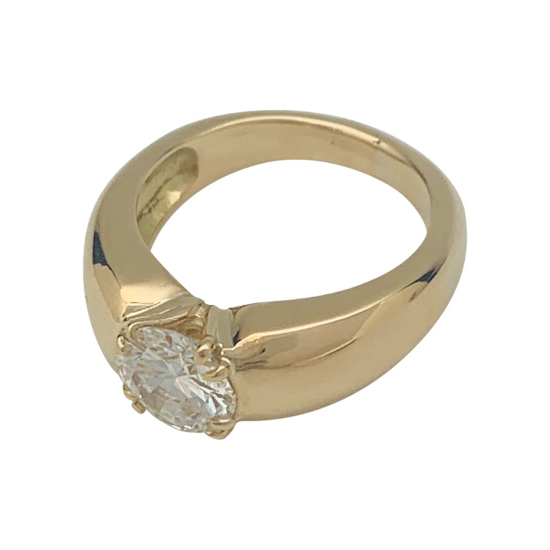 Bague jonc or jaune, diamant.