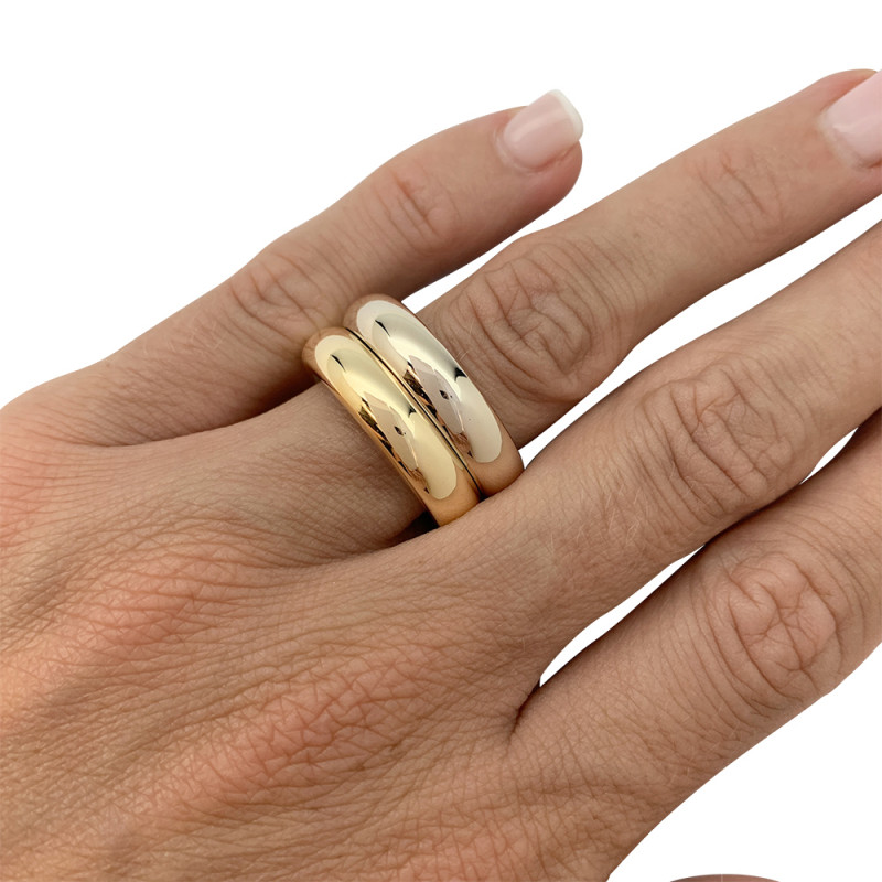 Three golds Poiray ring, "Symbole" collection.
