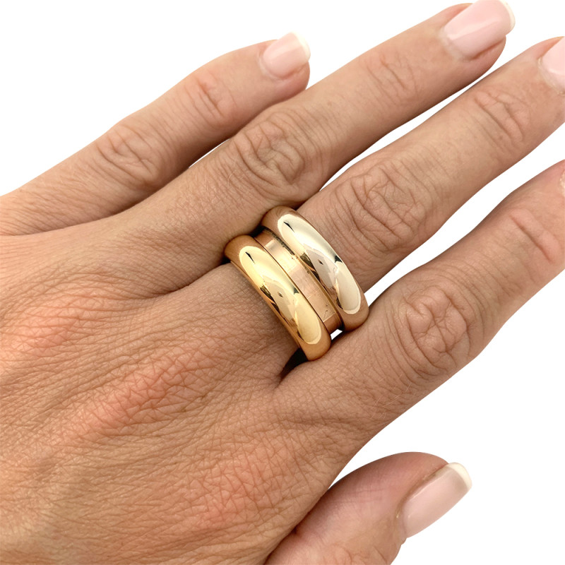 Three golds Poiray ring, "Symbole" collection.