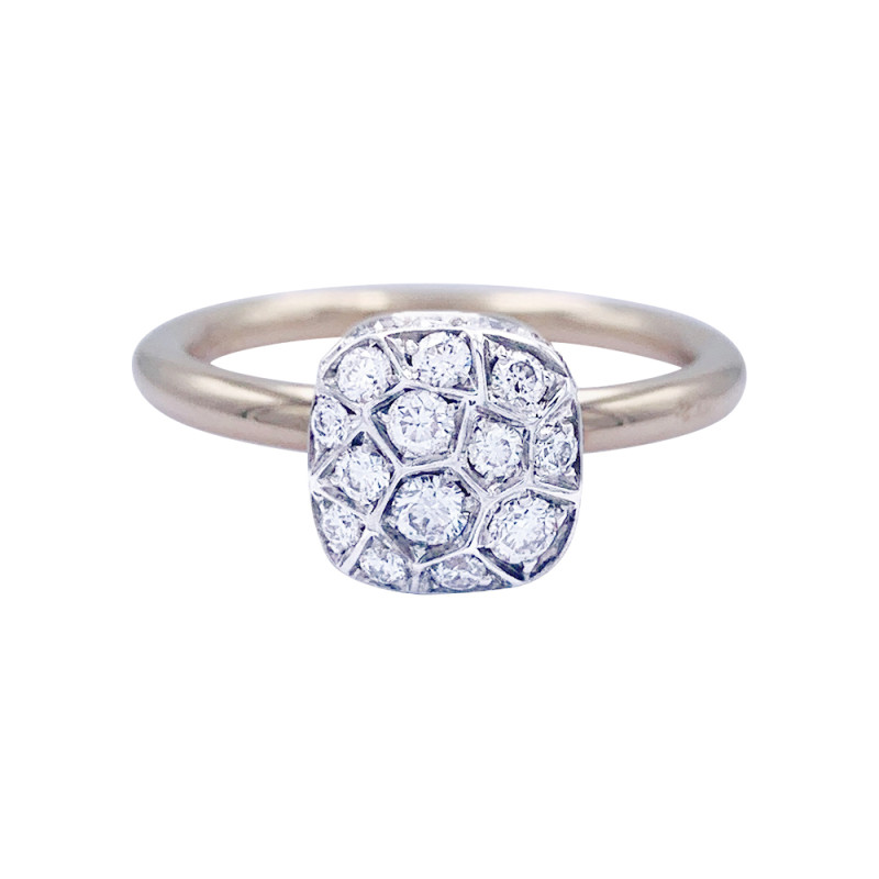 Pomellato rose and white gold ring, "Nudo Solitaire" collection.