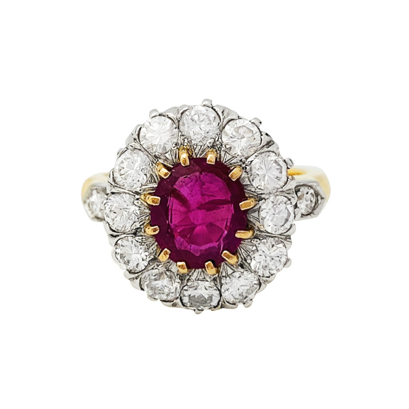 "Pompadour" ruby and diamonds ring.