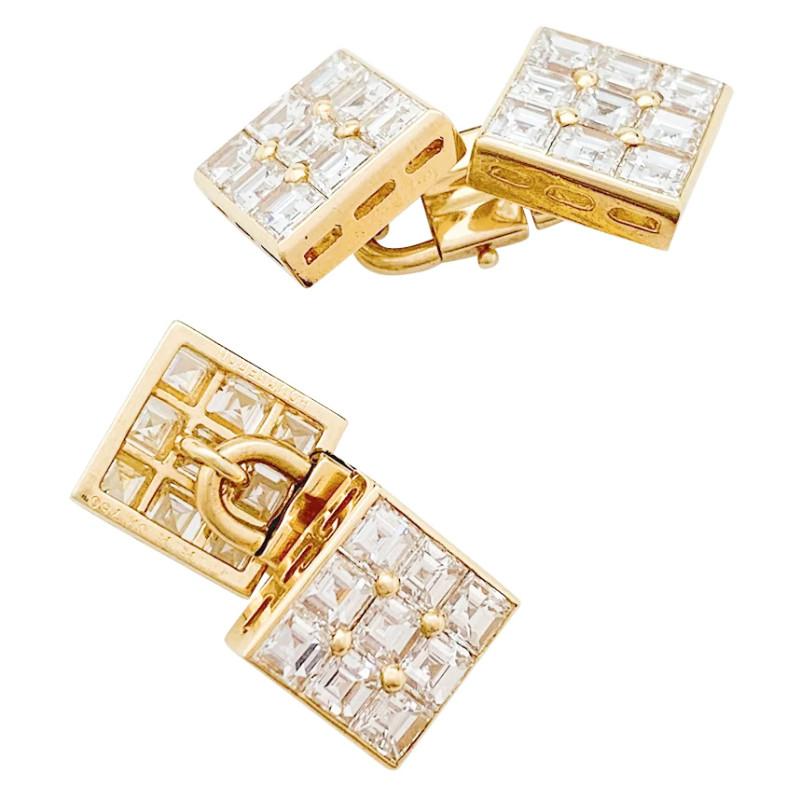 Boutons de manchette Boucheron en or jaune, diamants.
