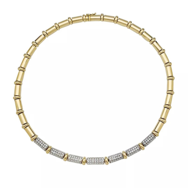 Yellow and white gold, diamonds necklace.