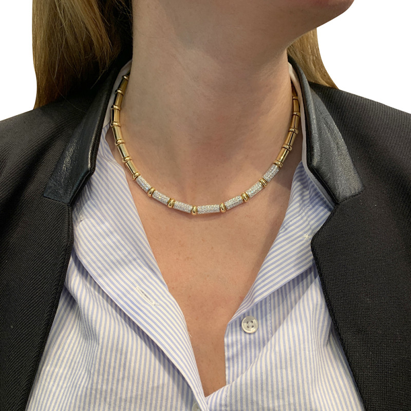 Yellow and white gold, diamonds necklace.