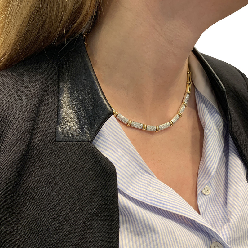 Yellow and white gold, diamonds necklace.