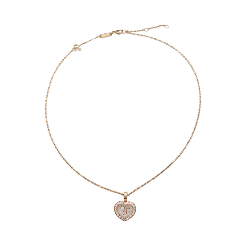 Collier Chopard, "Happy Diamonds", en or rose et diamants.