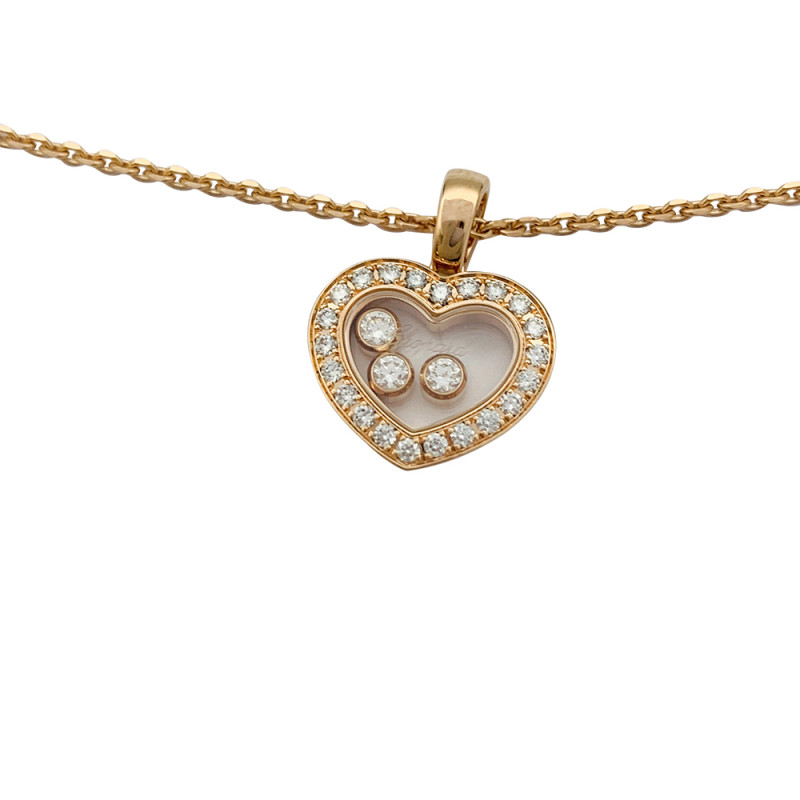 Collier Chopard, "Happy Diamonds", en or rose et diamants.