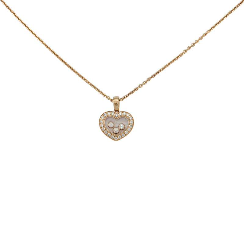 Collier Chopard, "Happy Diamonds", en or rose et diamants.