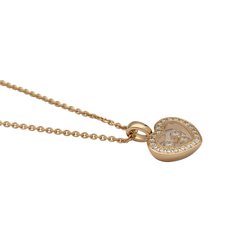 Collier Chopard, "Happy Diamonds", en or rose et diamants.