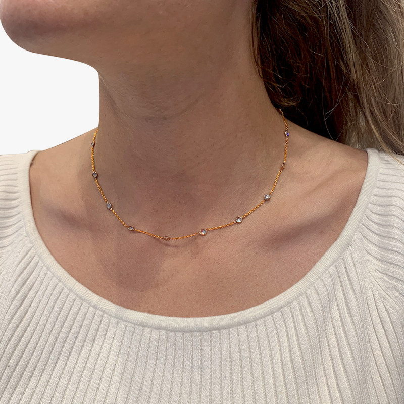 Yellow and white gold diamonds necklace.