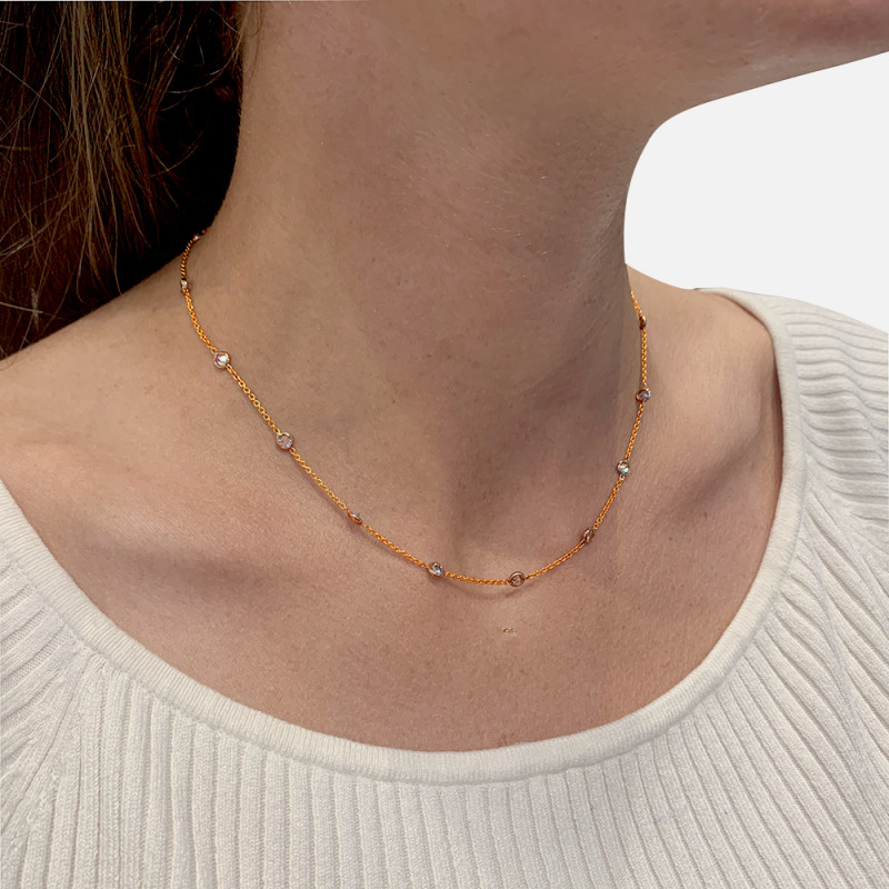 Yellow and white gold diamonds necklace.