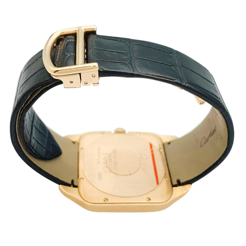 Montre Cartier, "Santos-Dumont", or rose, cuir.