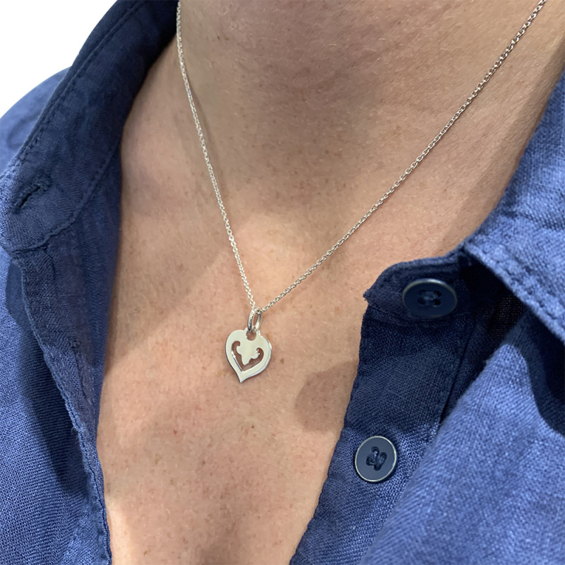 Pendentif  O.J.PERRIN “Coeur Légendes” or blanc.