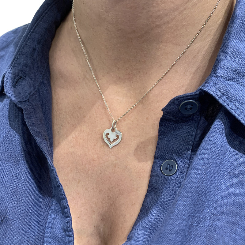 Pendentif  O.J.PERRIN “Coeur Légendes” or blanc.