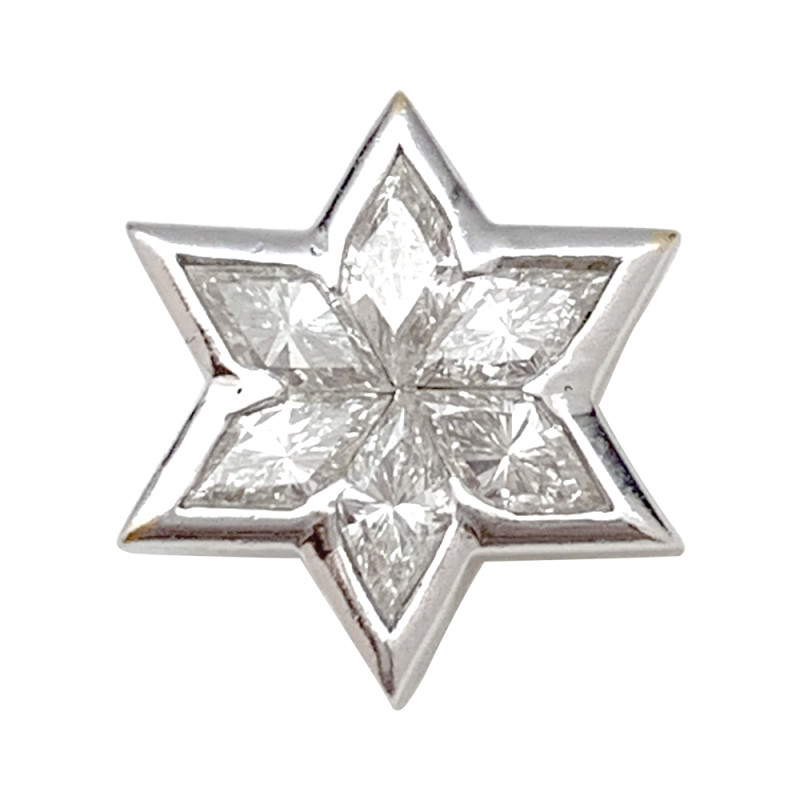 Pendentif en or blanc, étoile diamants.